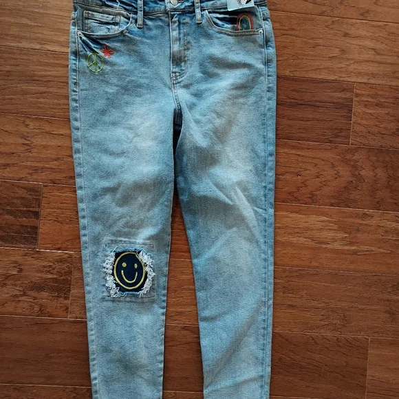 New Girls Cat & Jack Peace Sign Jeans Size 16 - Picture 4 of 5